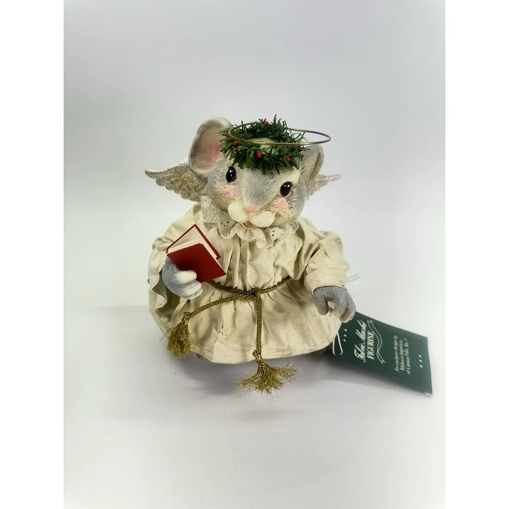 Vintage Midwest Cannon Falls Angel Mouse Fabric Mache Figurine Christmas Taiwan